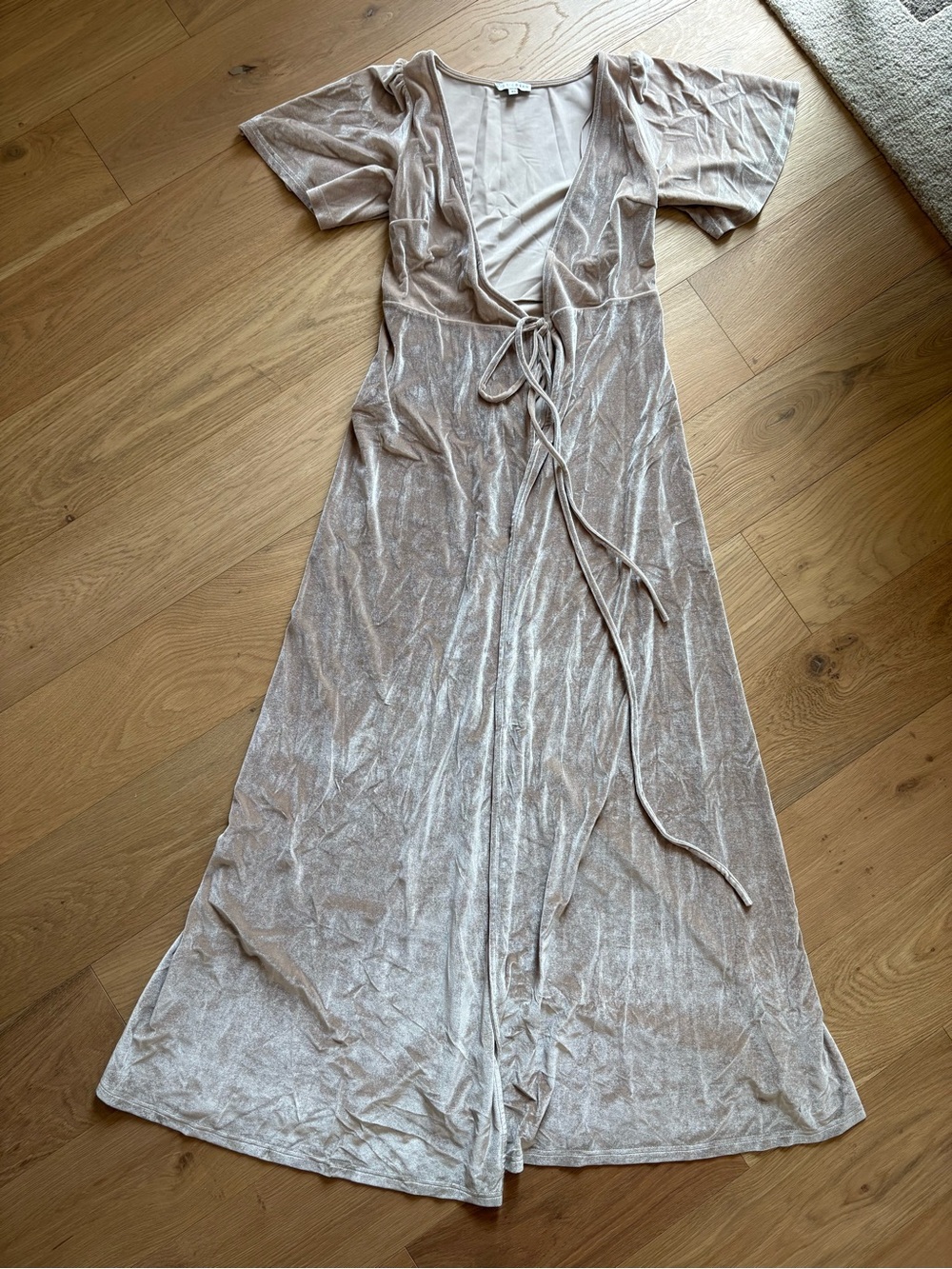 Baltic Born Blush Beige Velvet Wrap Maxi Dress